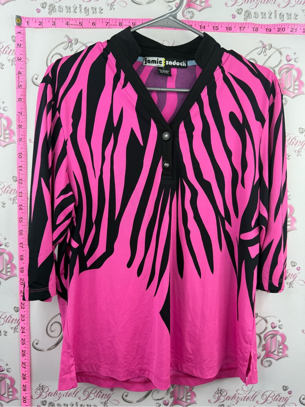 jamie sadock top y2k preppy Hot Pink and Black Zebra-Print Tunic Top